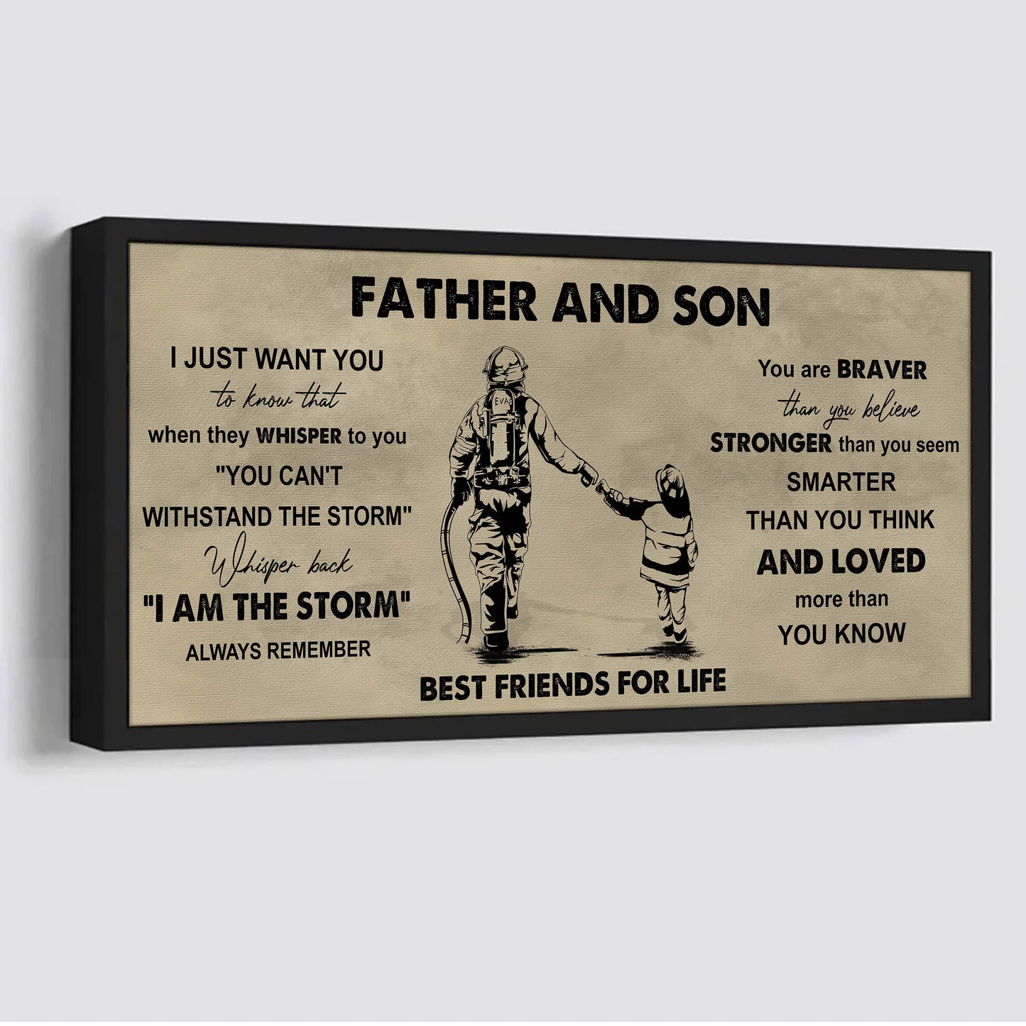 soldier father and son best friends for life - i am the storm poster canvas gift for son from father