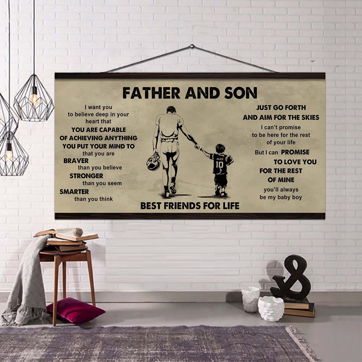 family father and son best friends for life - that you are braver than you believe poster canvas gift for son from father