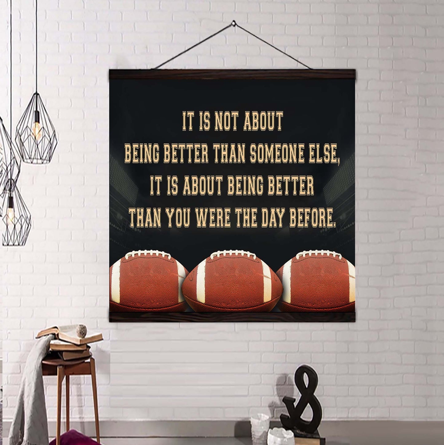 baseball square poster canvas it's not about being better than someone else it's about being better than you were the day before