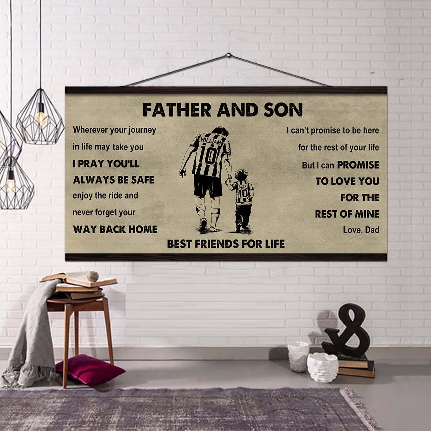 sport-family father and son best friends for life - ver 2 never forget your way back home poster canvas gift for son from father