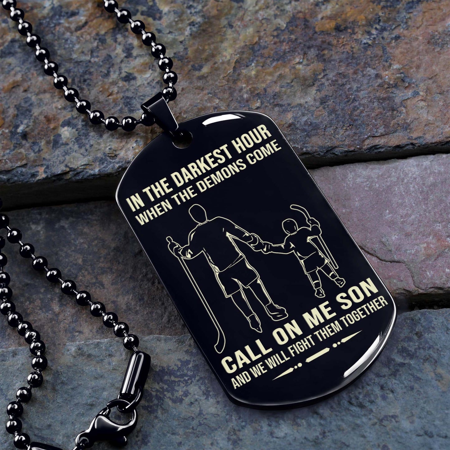 samurai personalized one sided dog tag call on me son and we will fight them together gifts for your son from dad