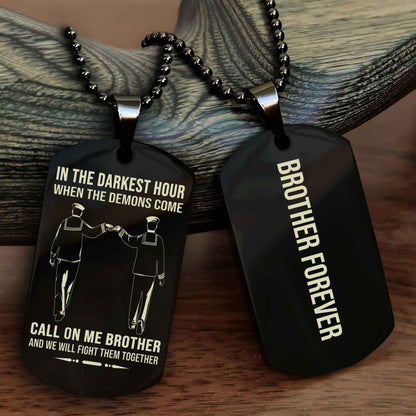 DRB Customizable engraved black dog tag double sided gift from brother, brother forevers