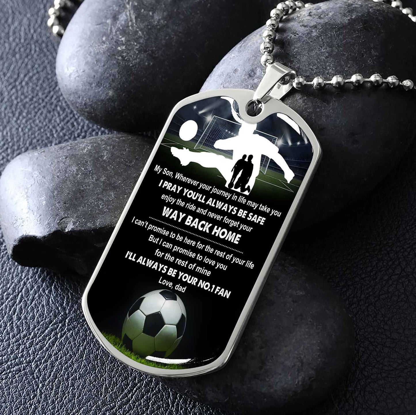 sport military chain 18k gold plated silver plated to my son from dad motivation message i will always be your no 1 fan