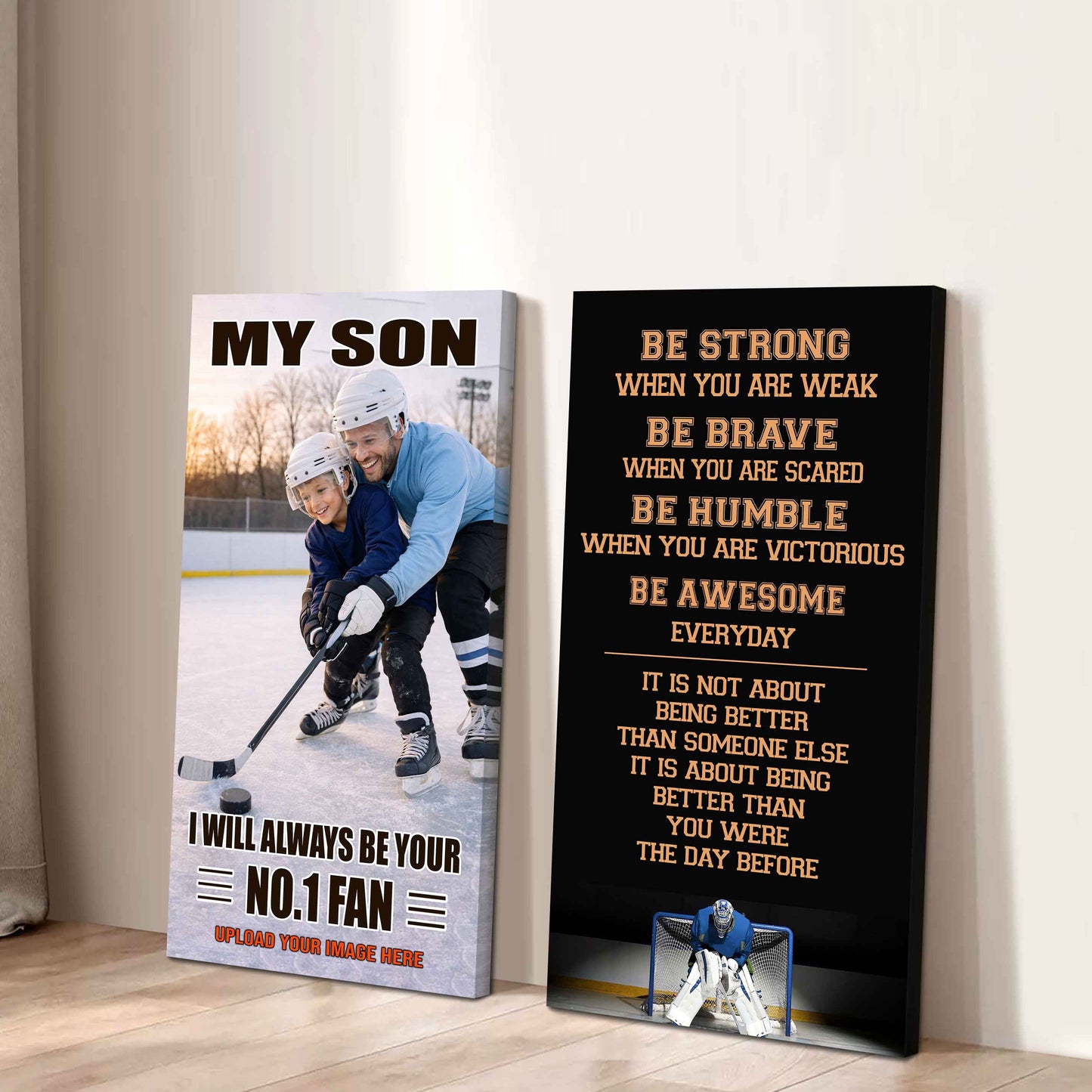Baseball- My Son Be Strong When You Are Weak Be Awesome Everyday Set 2 Canvas Wall Art From Dad To Son