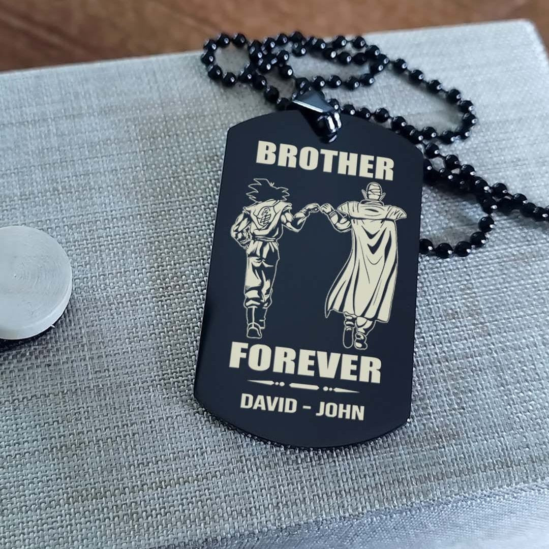 soldier customizable engraved black dog tag double sided gift from brother, brother forever