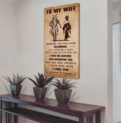 DRB VGT- Poster Canvas To My Wife Meeting You Was Fate - I Love You Forever And Always Gift For Your Wife