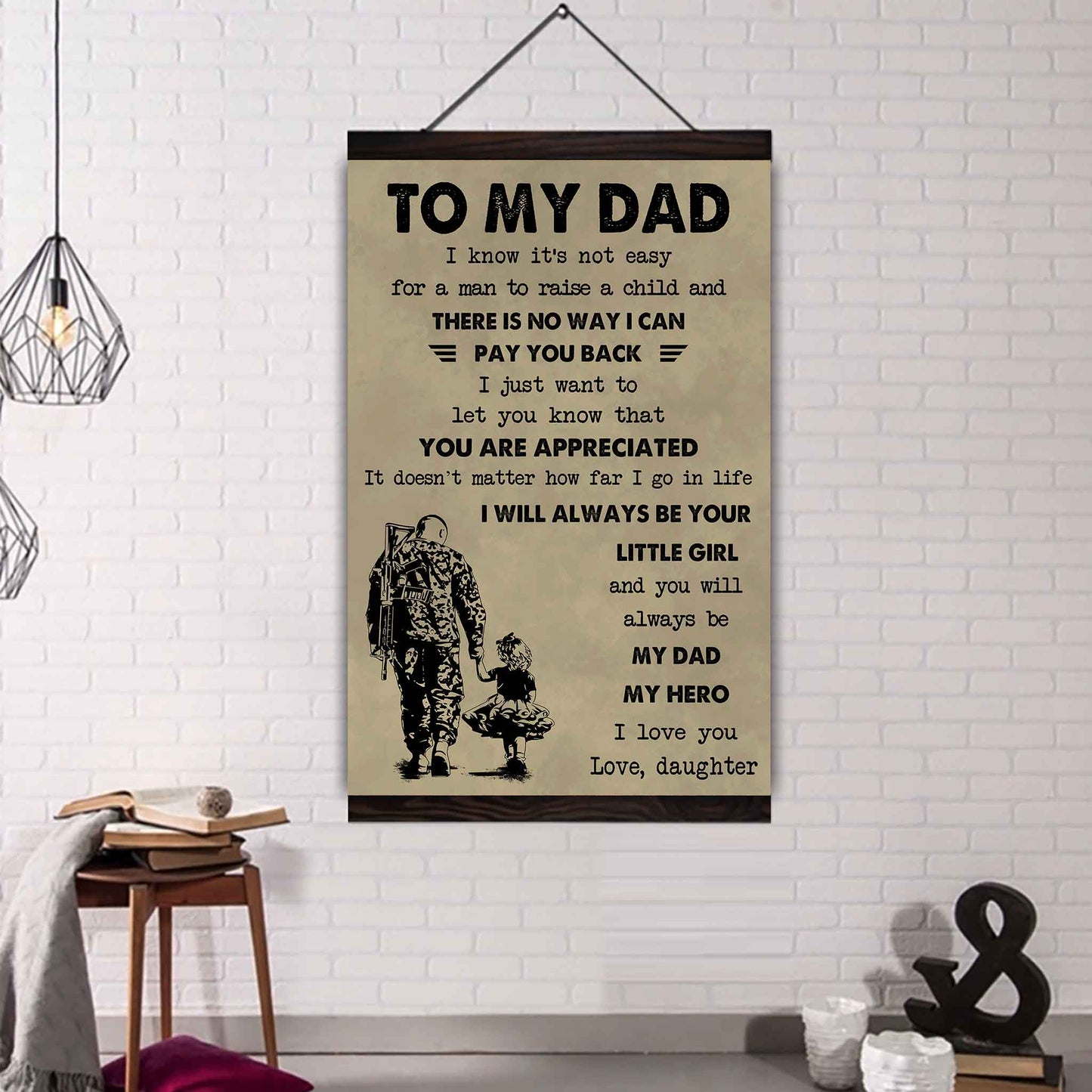 family poster canvas to my dad i know it's not easy to raise a child i will always be your little girl gift from daughter to dad