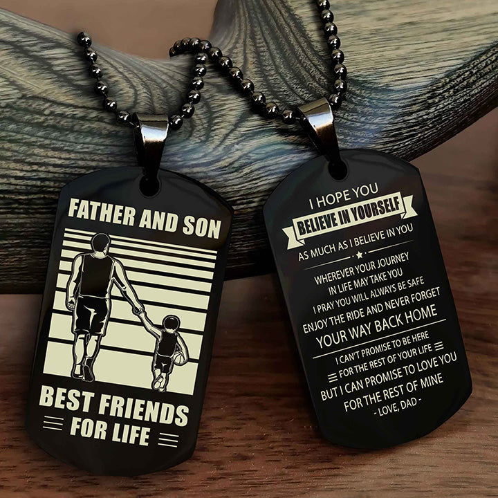 cowboy personalized double sided dog tag to my son i love you - enjoy the ride and never forget your way back home from