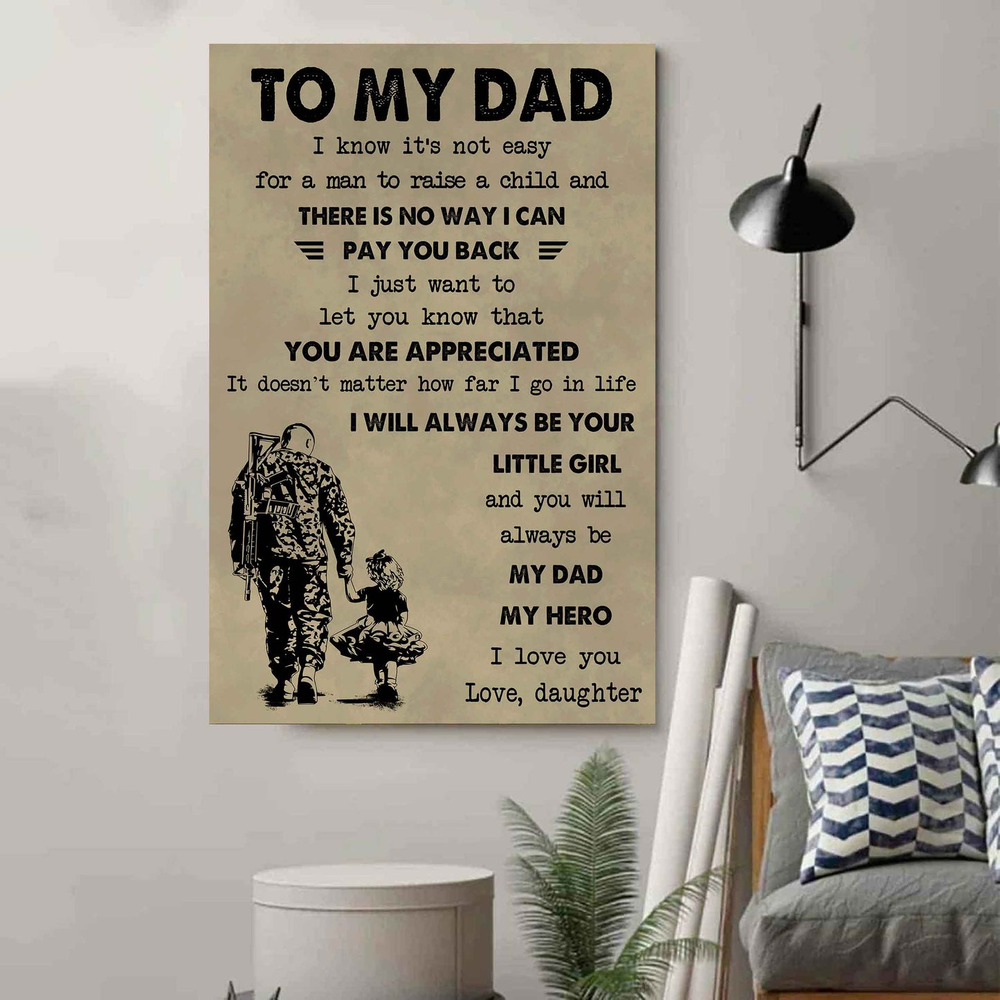 family poster canvas to my dad i know it's not easy to raise a child i will always be your little girl gift from daughter to dad