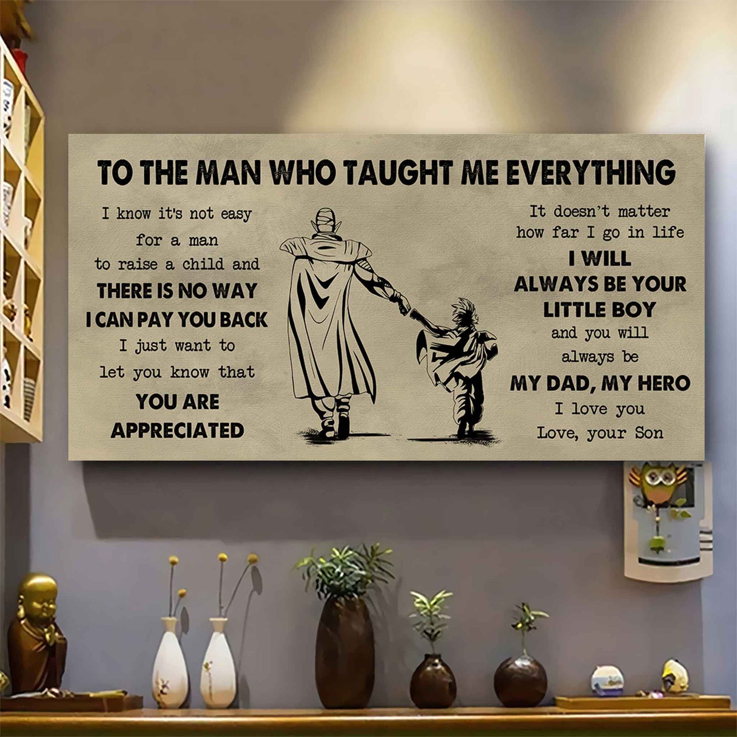 drb to the man who taught me everything - you will always be my hero poster canvas gift for father - photo upload