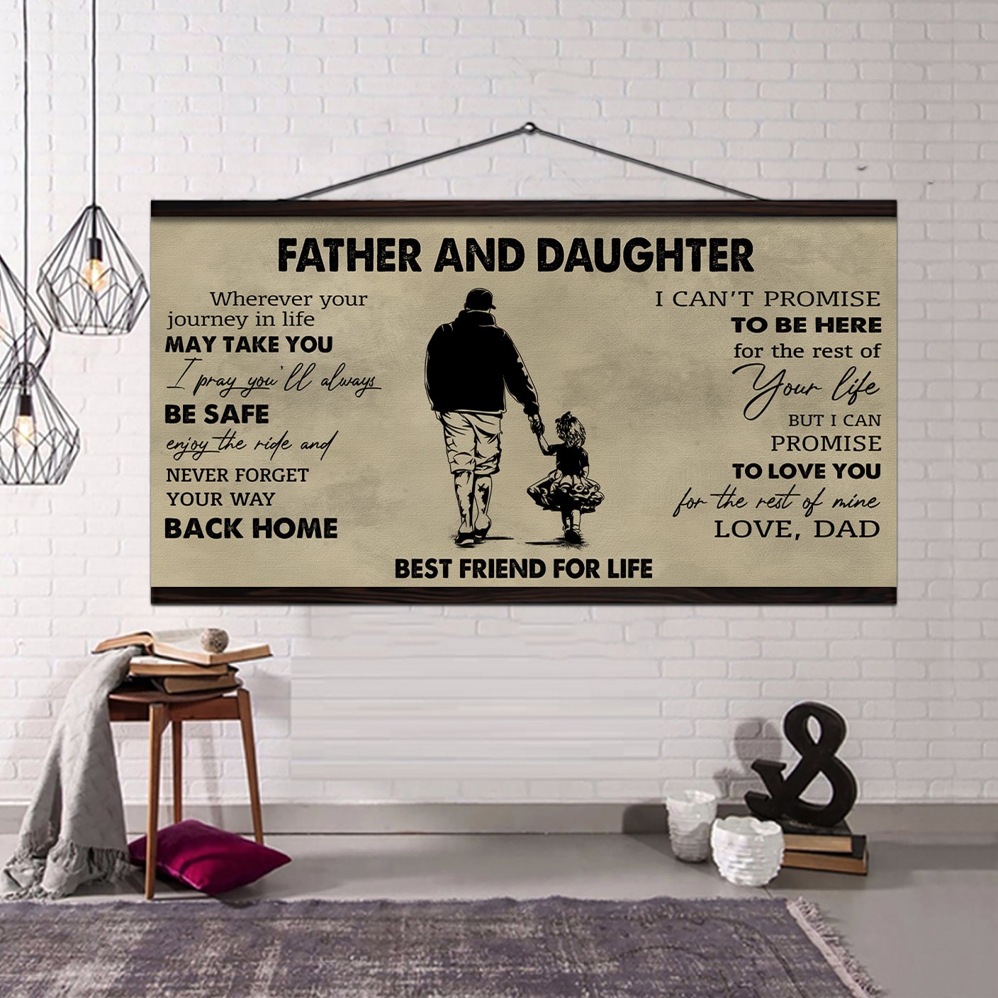 family father and daughter best friends for life - never forget your way back home poster canvas gift for daughter from father