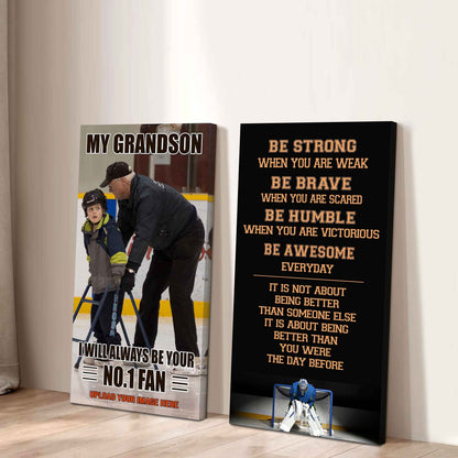 Baseball- My Grandson Be Strong When You Are Weak Be Awesome Everyday Set 2 Canvas Wall Art From Grandpa To Grandson