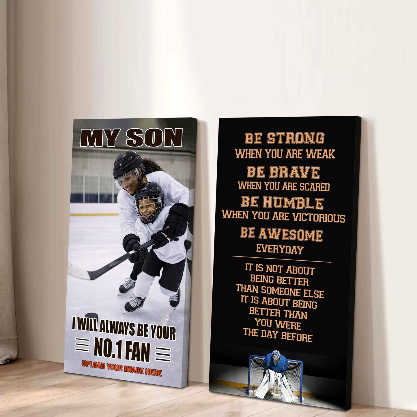 Baseball-My Son Be Strong When You Are Weak Be Awesome Everyday Set 2 Canvas Wall Art From Mom To Son