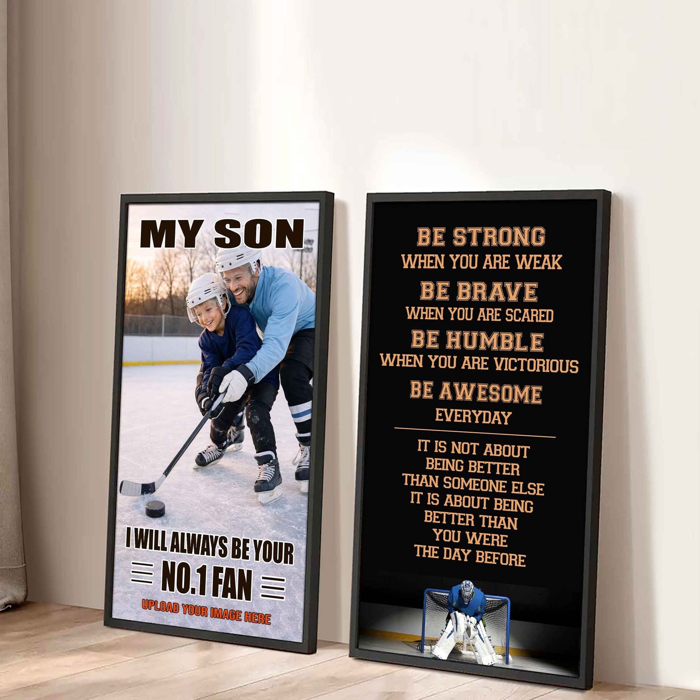 Baseball- My Son Be Strong When You Are Weak Be Awesome Everyday Set 2 Canvas Wall Art From Dad To Son