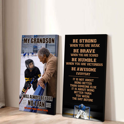 Baseball-My Grandson Be Strong When You Are Weak Be Awesome Everyday Set 2 Canvas Wall Art From Grandma To Grandson