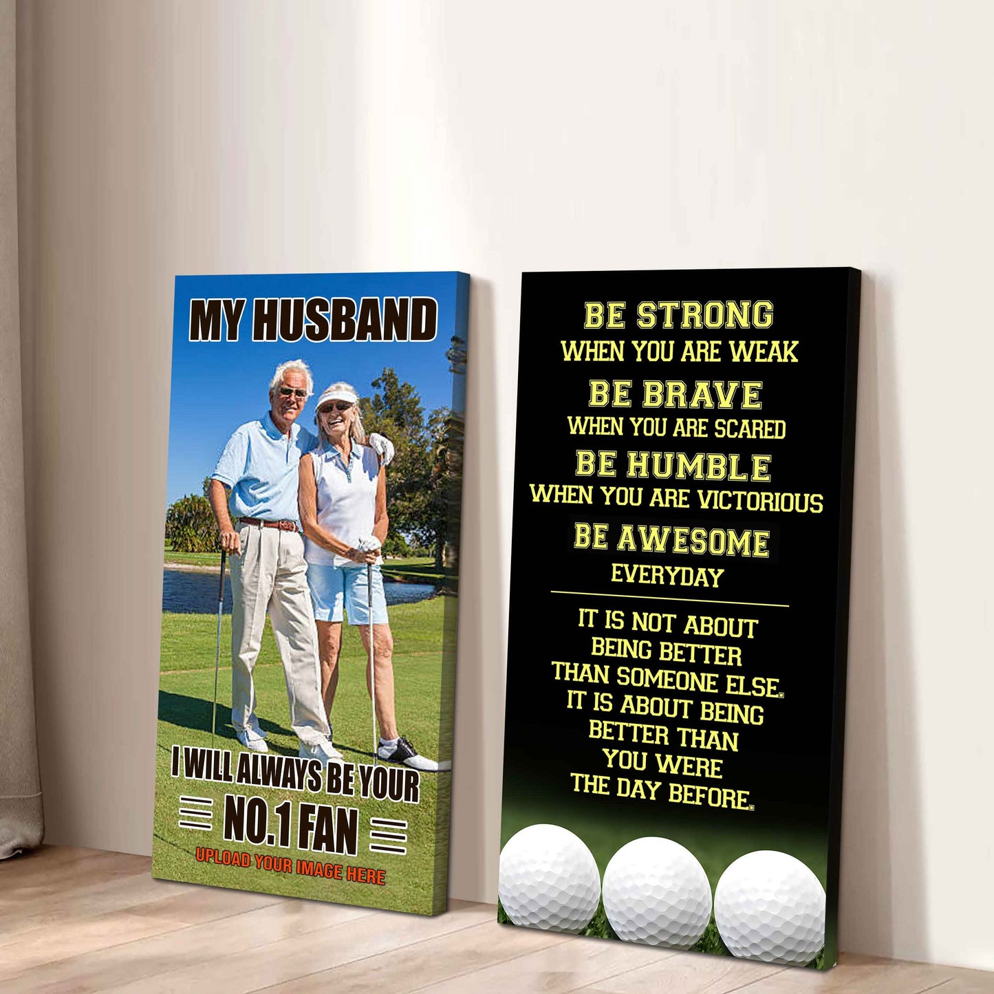 Sport Couple To My Husband Be Strong When You Are Weak Be Awesome Everyday Set 2 Canvas Wall Art