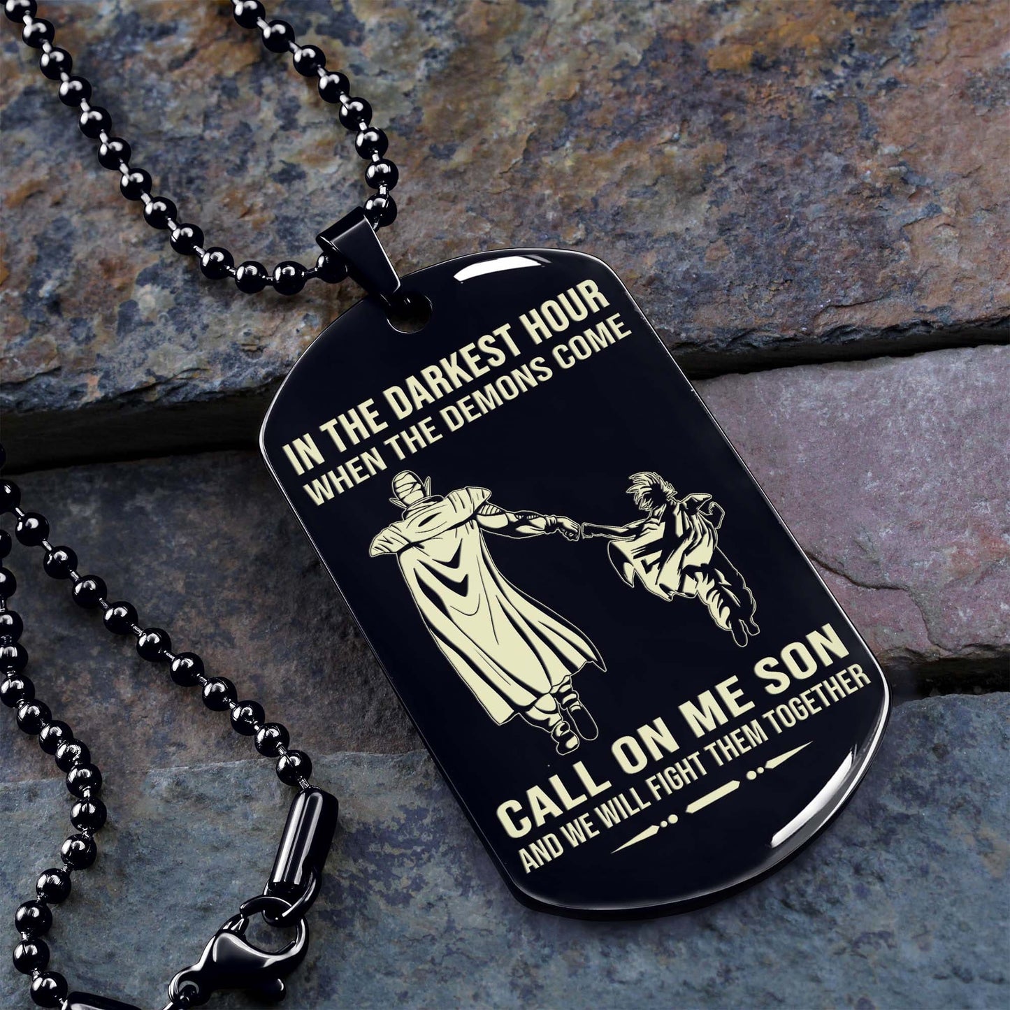 samurai personalized one sided dog tag call on me son and we will fight them together gifts for your son from dad