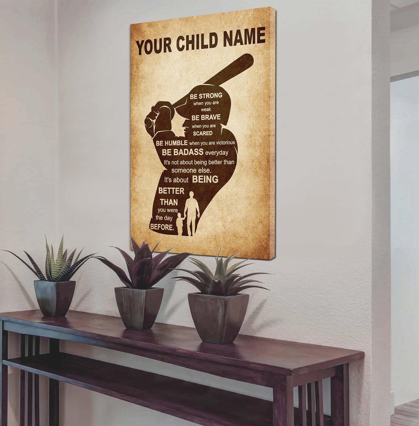 soccer personalized your child name from dad to son basketball poster canvas be strong when you are weak be brave when you are scared it's not about being better than someone else it's about being better than you were the day before