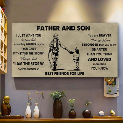 DRB Father And Son Best Friends For Life - I Am The Storm Poster Canvas Gift For Son From Father-Photo Upload