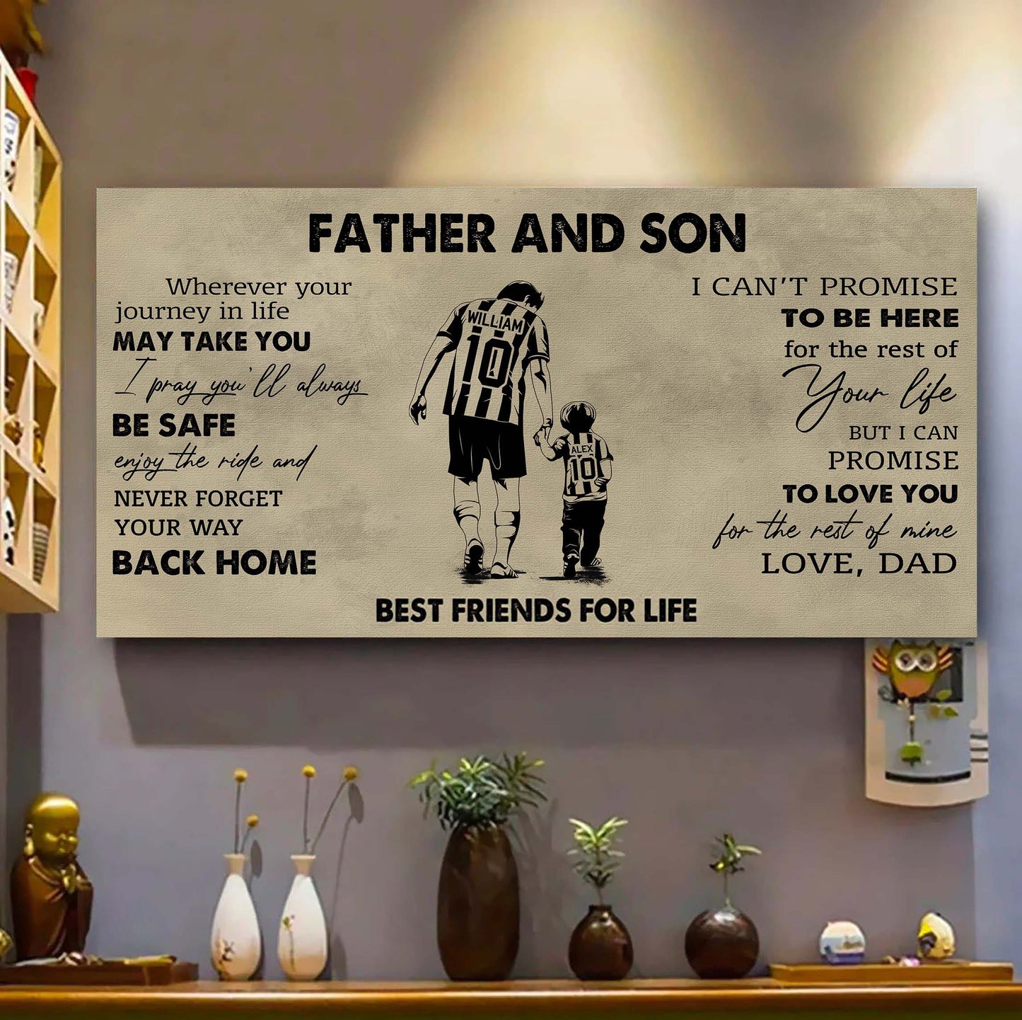 family father and son best friends for life - never forget your way back home poster canvas gift for son from father