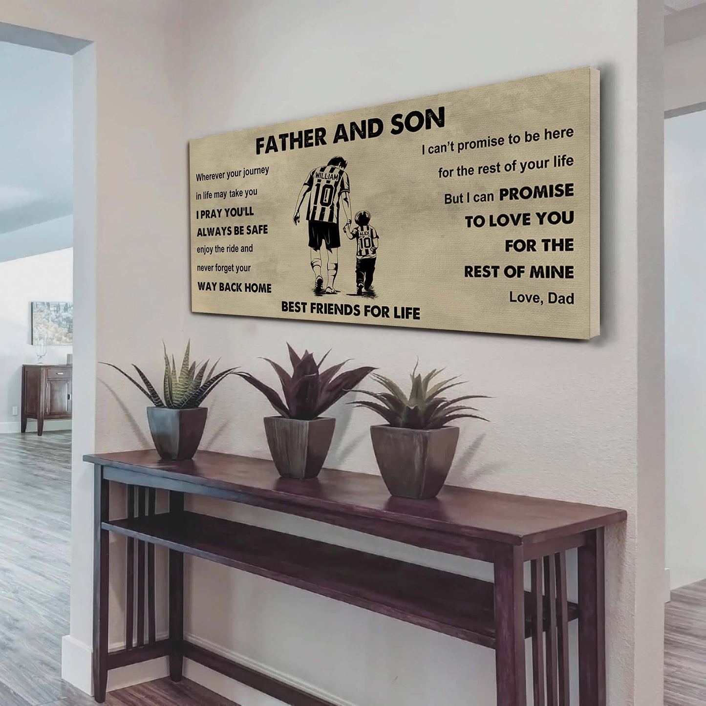 sport-family father and son best friends for life - ver 2 never forget your way back home poster canvas gift for son from father