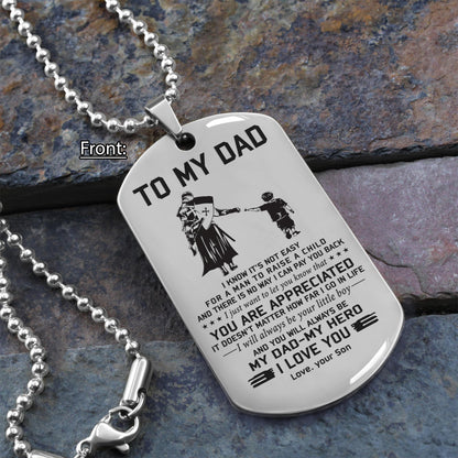 To My Dad One Side Engrave Dog Tag Gift For Your Dad Your Father