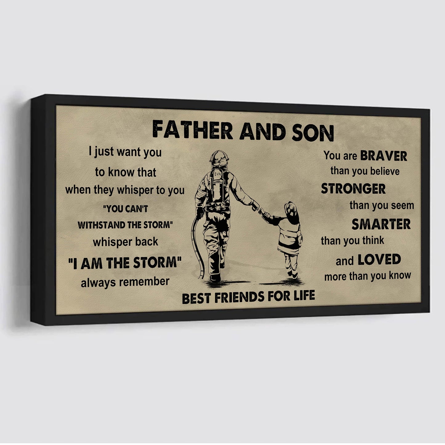 biker father and son best friends for life - i am the storm poster canvas gift for son from father