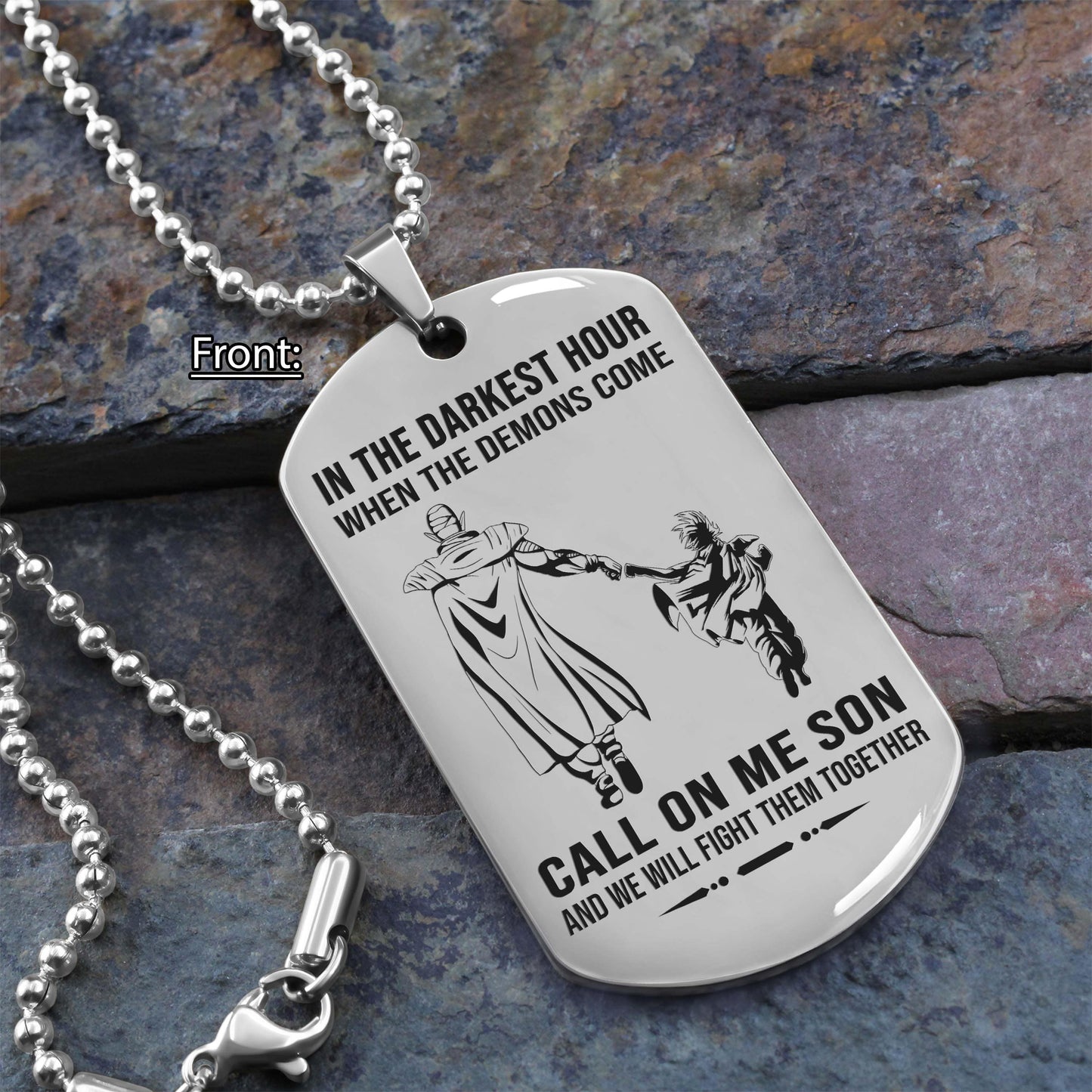 samurai personalized one sided dog tag call on me son and we will fight them together gifts for your son from dad