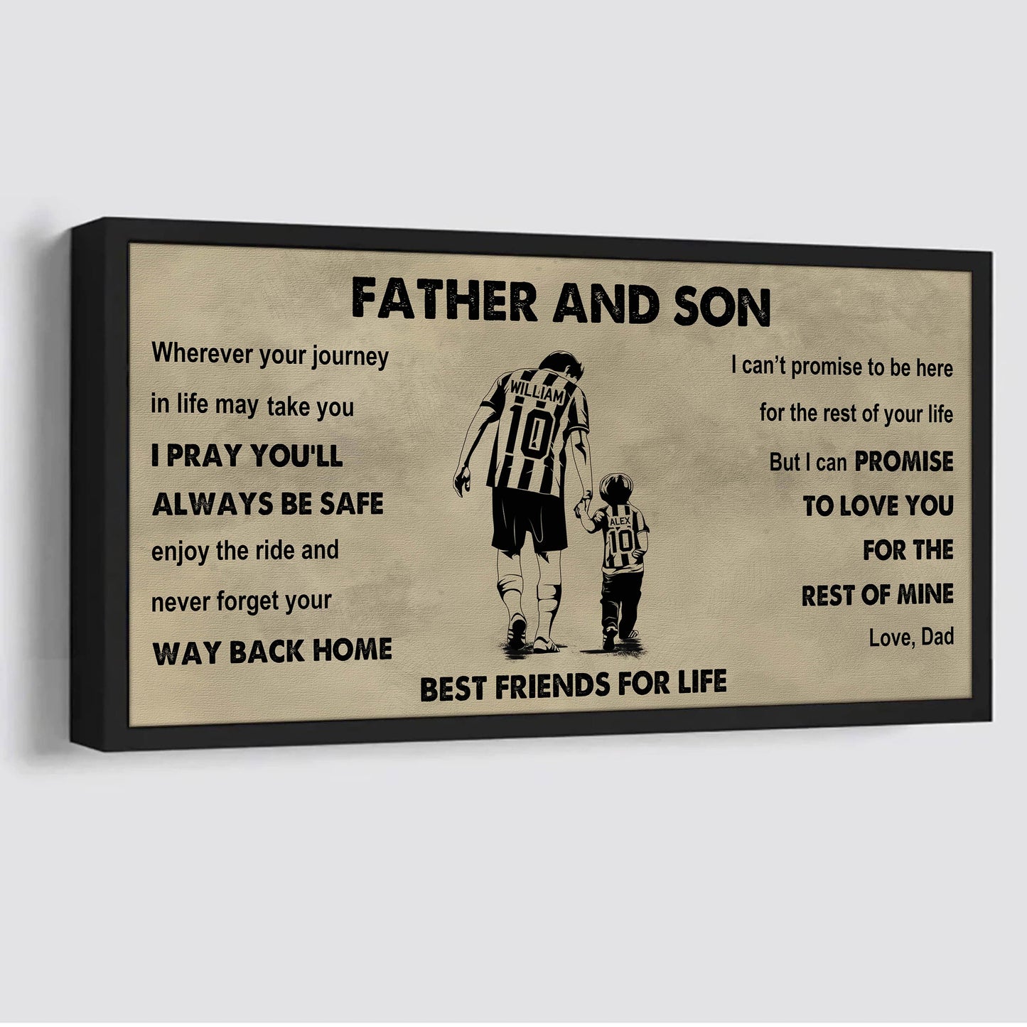 sport-family father and son best friends for life - ver 2 never forget your way back home poster canvas gift for son from father