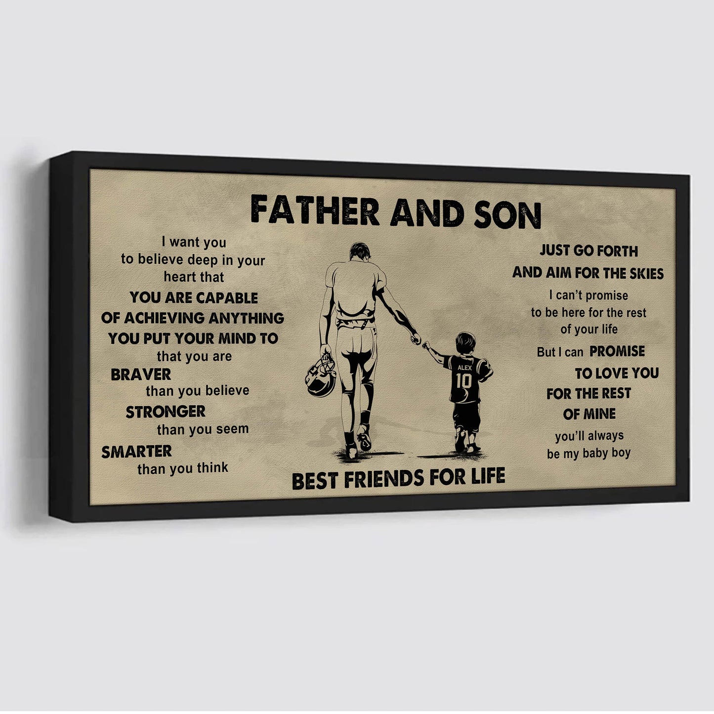 family father and son best friends for life - that you are braver than you believe poster canvas gift for son from father