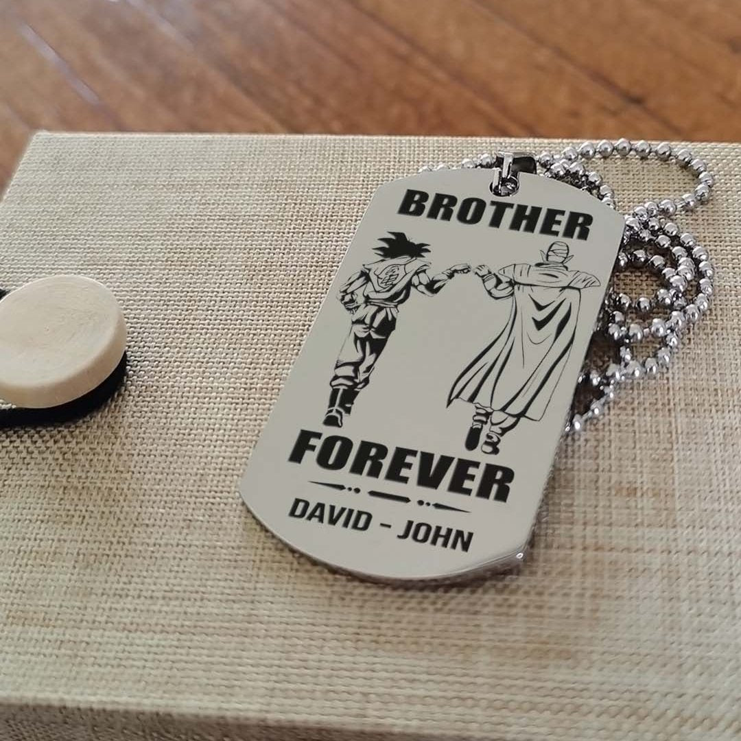 biker customizable engraved black dog tag double sided gift from brother, brother forever