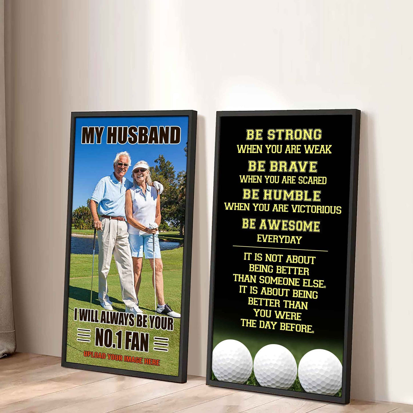 Sport Couple To My Husband Be Strong When You Are Weak Be Awesome Everyday Set 2 Canvas Wall Art