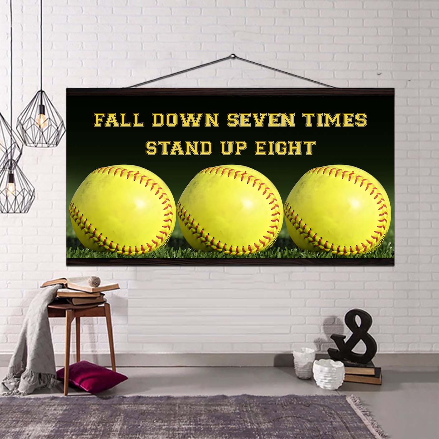 soccer poster canvas fall down seven times stand up eight