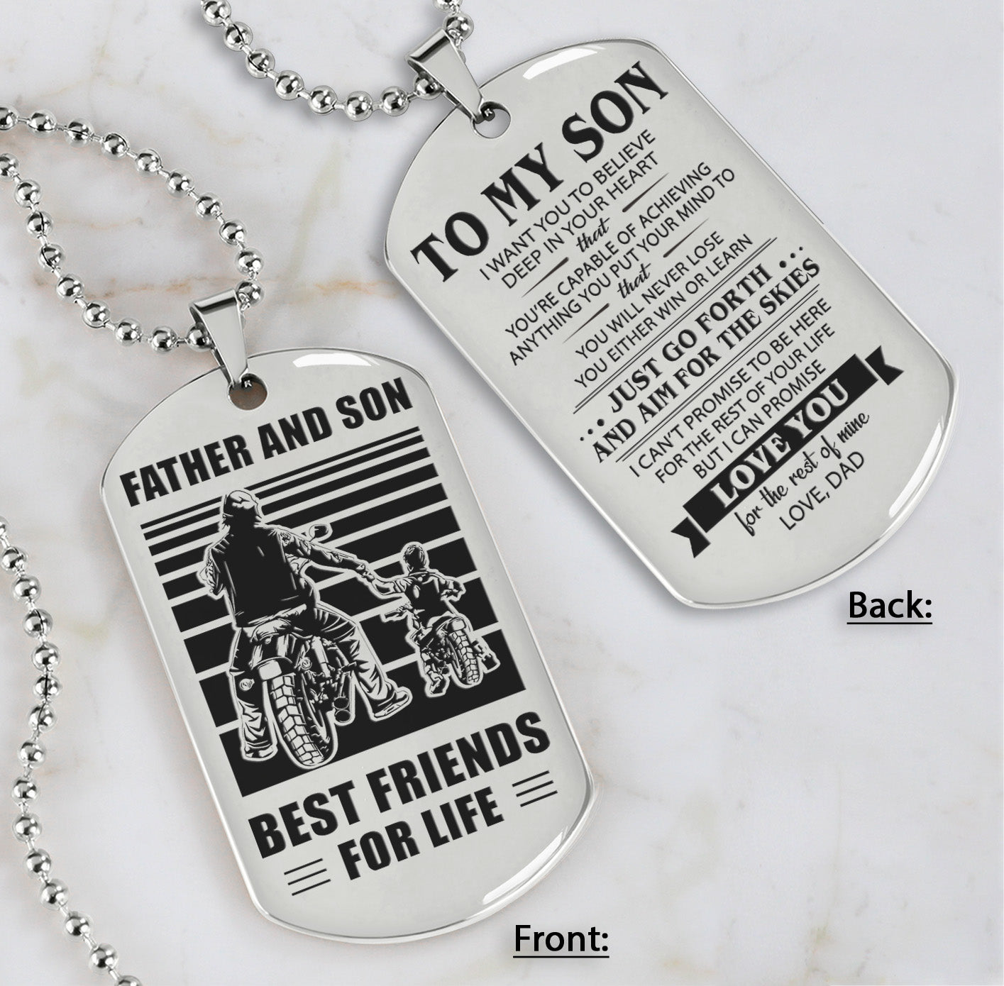 hm12 - customizabled double sided dog tag father and son best friends for life