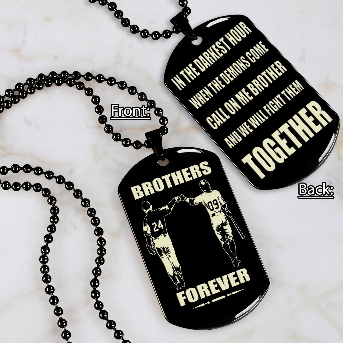 biker customizable engraved black dog tag double sided gift from brother, brother forever