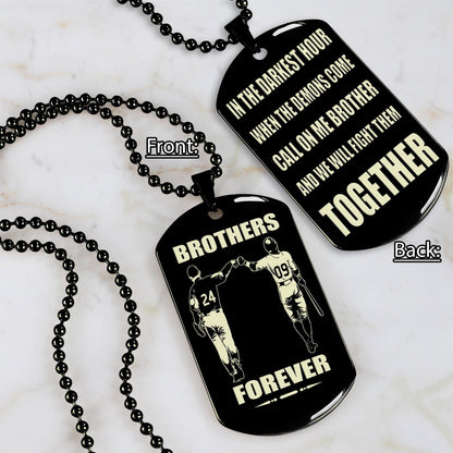 Biker customizable engraved black dog tag double sided gift from brother, brother forever