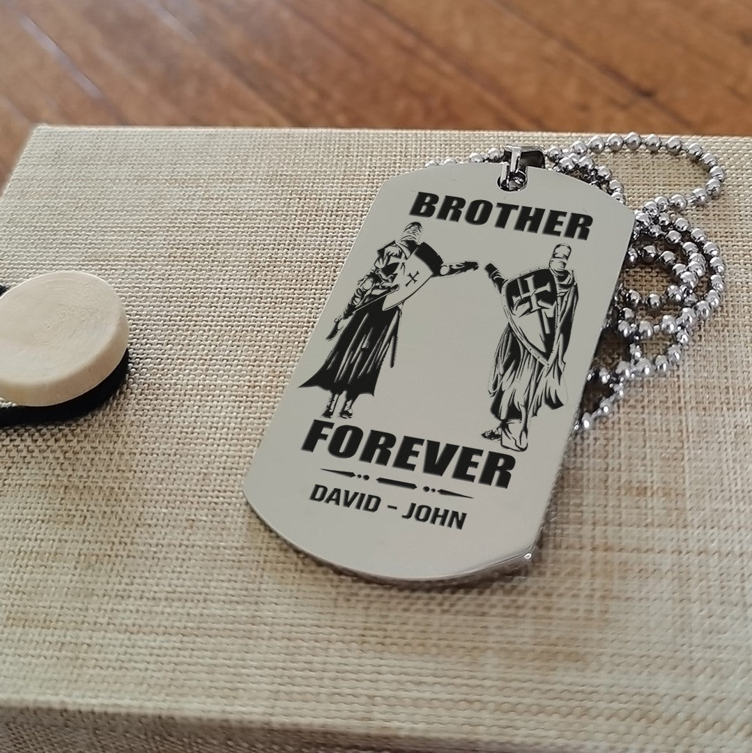 spartan customizable engraved black dog tag double sided gift from brother, brother forever