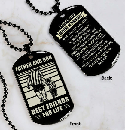 Soccer WBH Personalized Double Sided Dog Tag Father And Son Best Friends For Life - Message on the back side