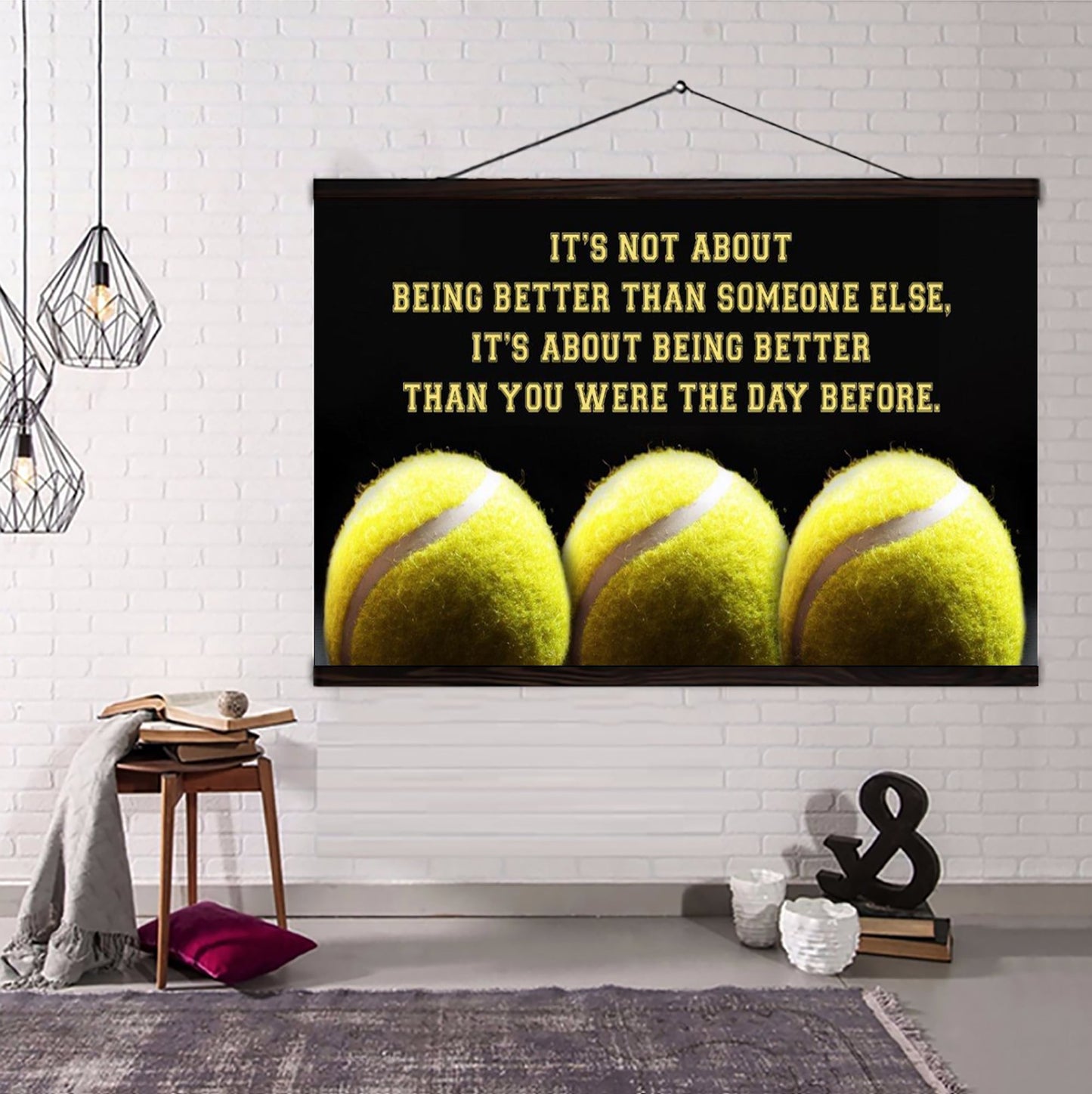 squash ball customizable poster canvas - it is not about better than someone else, it is about being better than you were the day before