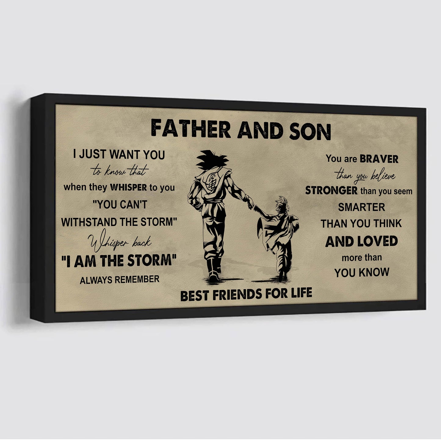 biker father and son best friends for life - i am the storm poster canvas gift for son from father