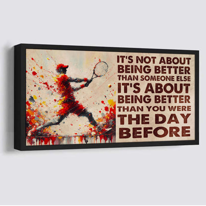 Water Color Hockey Poster Canvas It Is Not About Being Better Than Someone Else