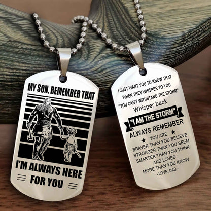 Biker Personalized Double Sided Dog Tag My Son Remember That I Will Always Here Whisper Back I Am The Storm