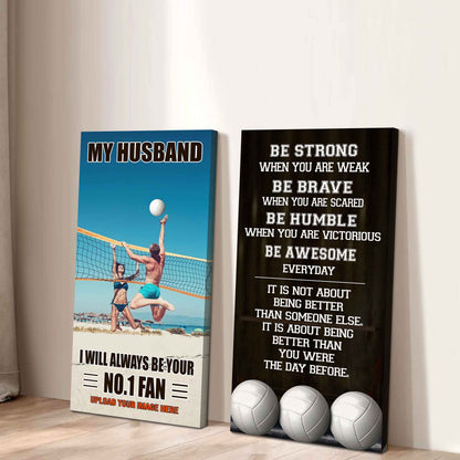 Baseball- Couple To My Husband Be Strong When You Are Weak Be Awesome Everyday Set 2 Canvas Wall Art