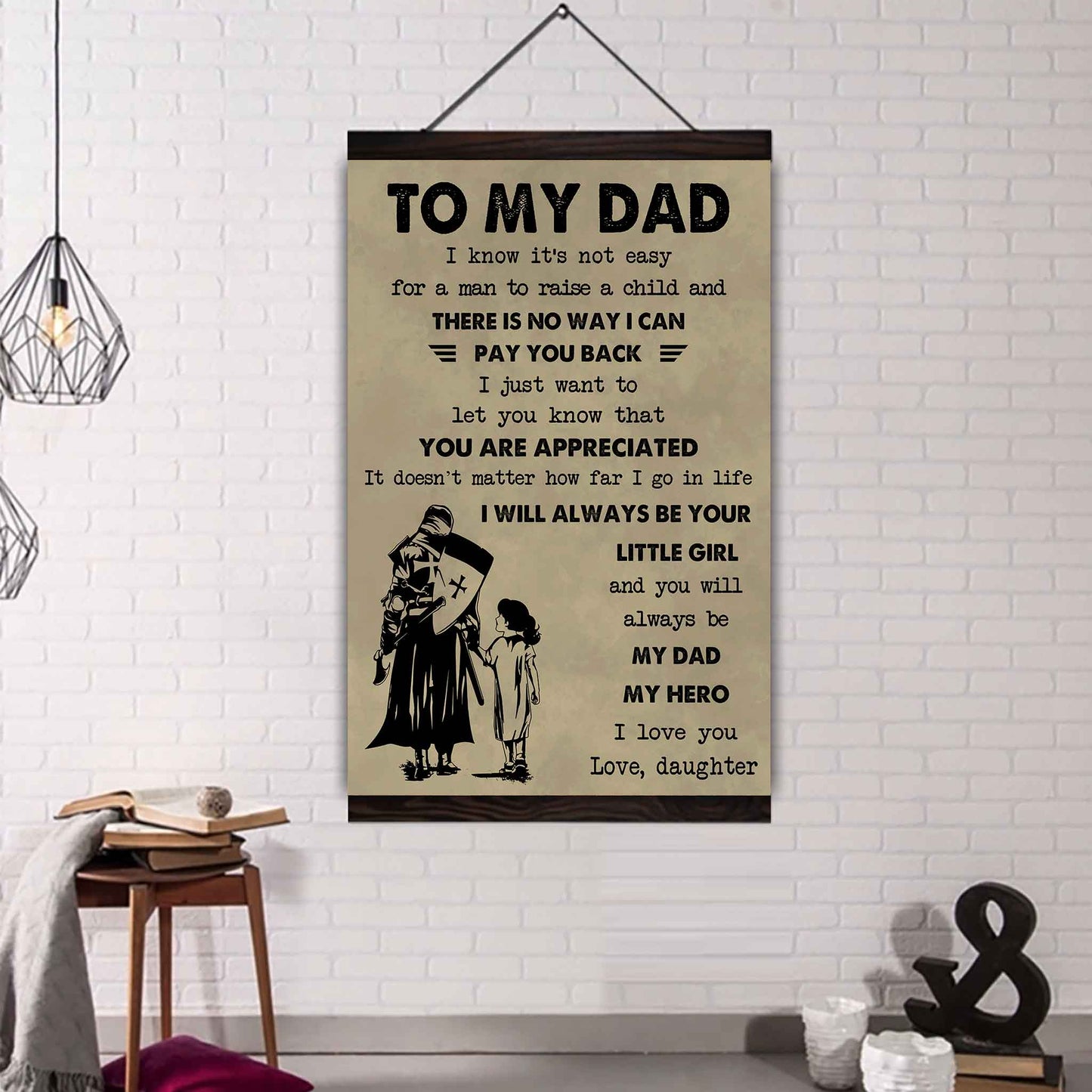 family poster canvas to my dad i know it's not easy to raise a child i will always be your little girl gift from daughter to dad