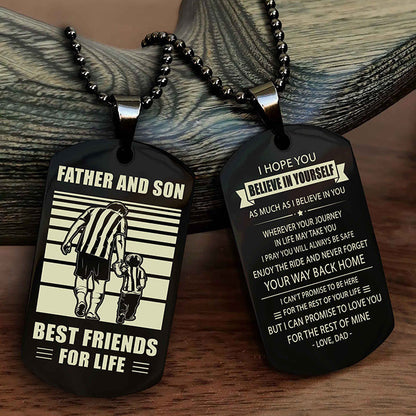 Cowboy Personalized Double Sided Dog Tag To My Son I Love You - Enjoy The Ride And Never Forget Your Way Back Home From