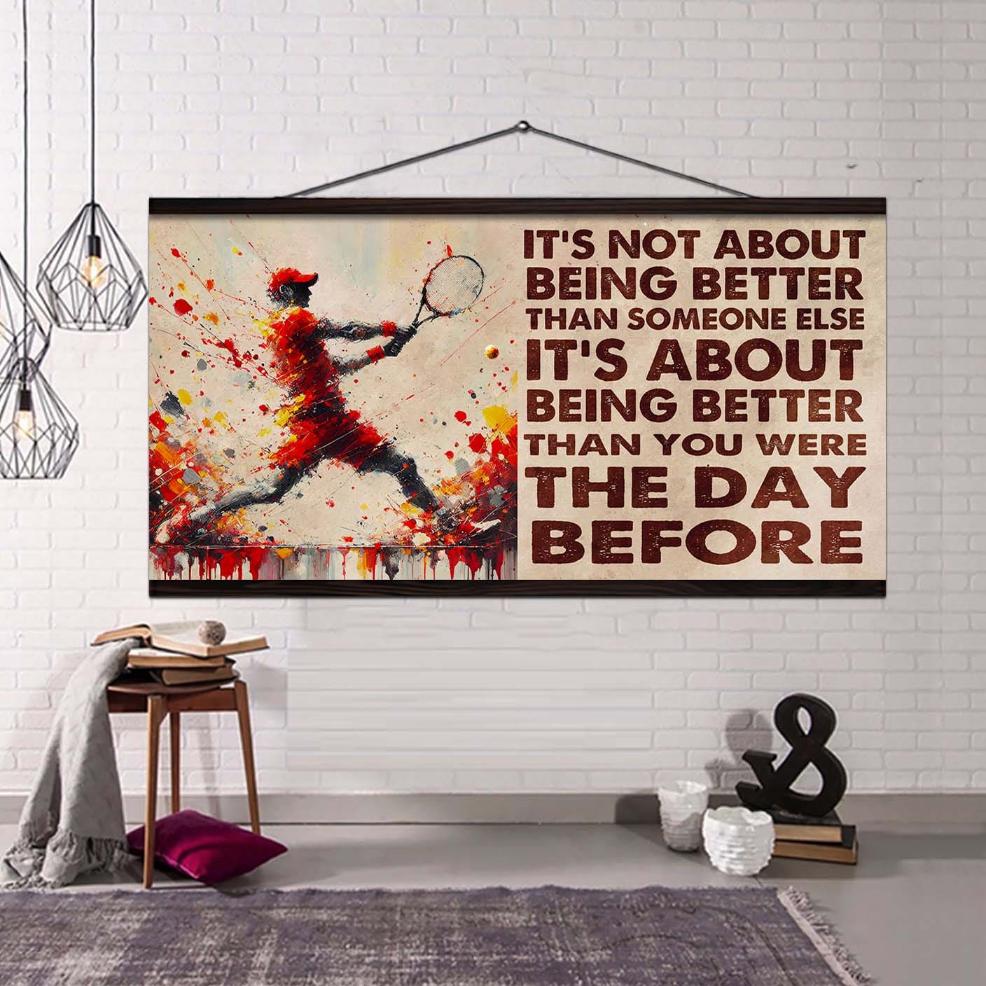 water color soccer poster canvas it is not about being better than someone else