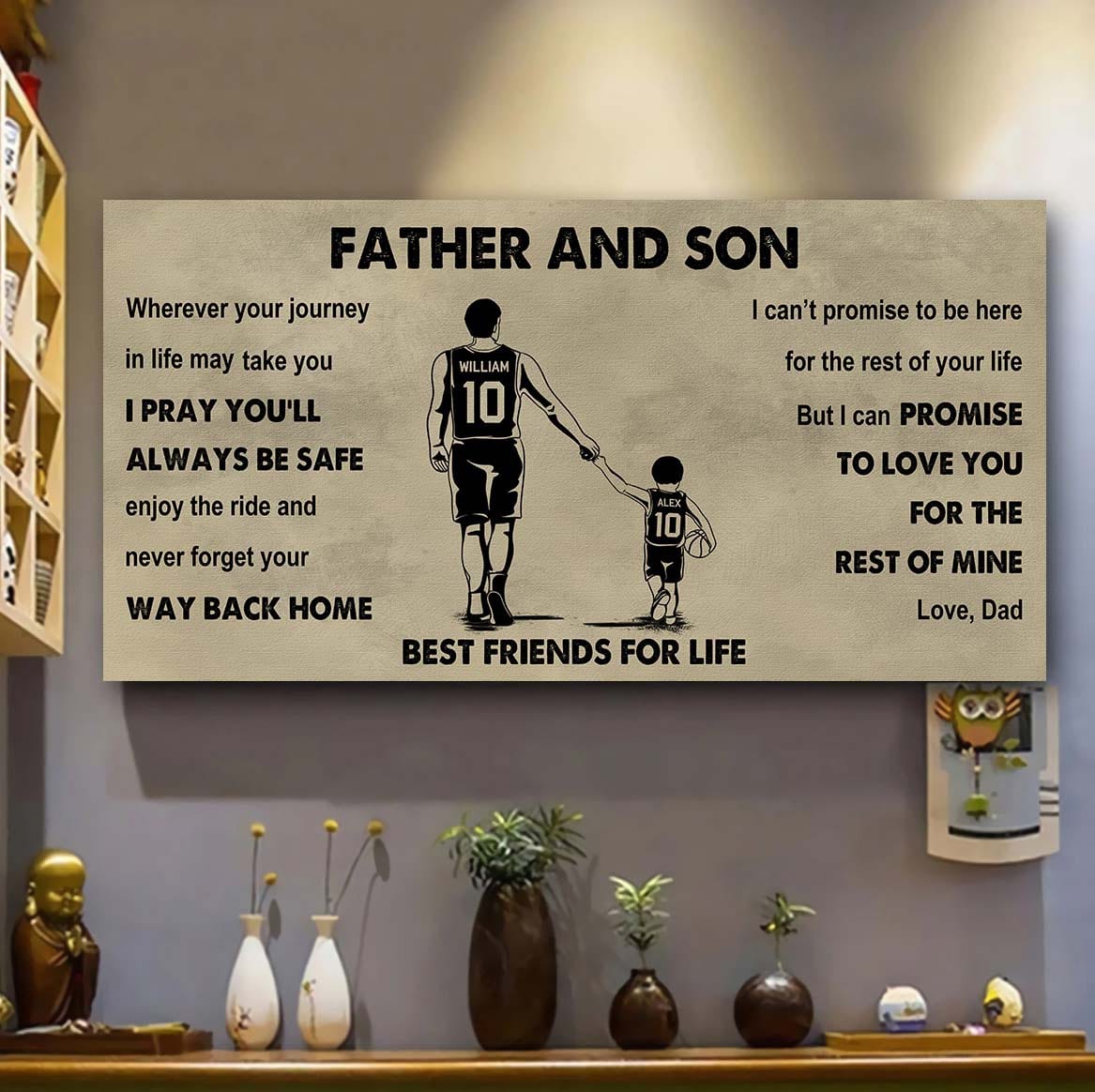 sport-family father and son best friends for life - ver 2 never forget your way back home poster canvas gift for son from father