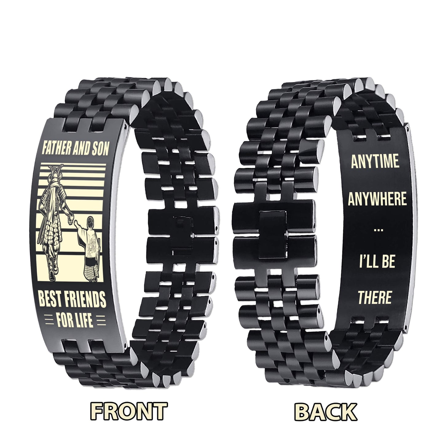 sto biker personalized double sided bracelet father and son best friends for life - message on the back side