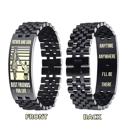 Samurai Personalized Double Sided Bracelet Father And Son Best Friends For Life - Message on the back side