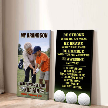 Baseball-My Grandson Be Strong When You Are Weak Be Awesome Everyday Set 2 Canvas Wall Art From Grandma To Grandson